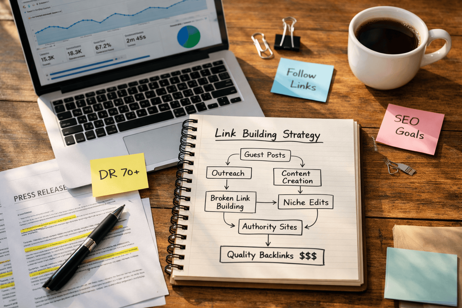 strategic pr backlink planning workspace
